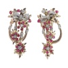 Vintage 1950 s Retro pendent earrings with diamonds and rubies